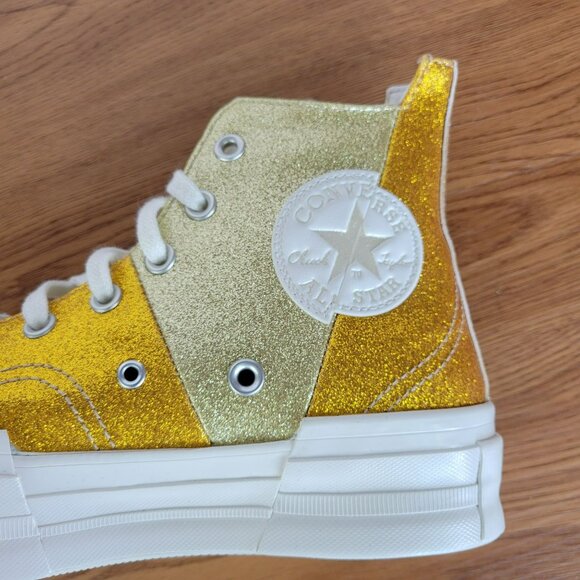 ⭐Converse Chuck 70 Plus Glitter Hi Size 8 Women's Shoes Sneakers Gold A08176C⭐ - Picture 10 of 13